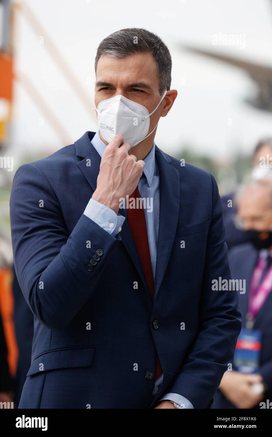 Getafe, Espagne. Avril 15 2021: Espagne le Président Pedro Sanchez lors de l'inauguration d'Airbus: Camp de défense et d'espace à Getafe (Madrid), le jeudi 15 avril 2021. Credit: CORMON PRESSE/Alamy Live News Banque D'Images