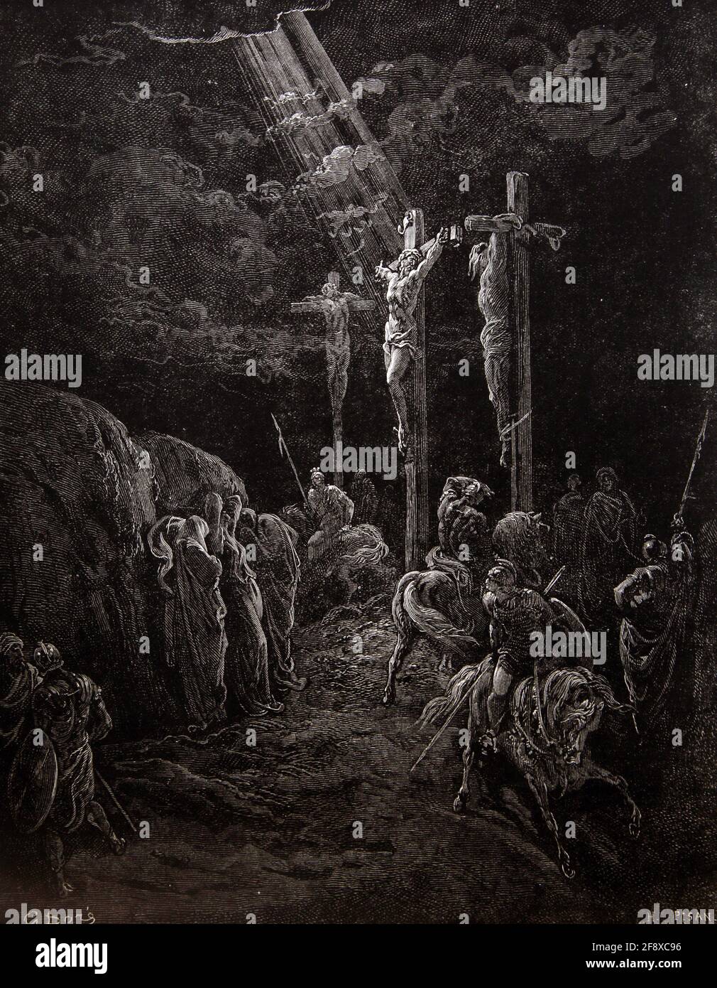 Histoire de la Bible Illustration la mort de Christ la Crucifixion (Luke23:34-35) Par Gustave Dore Banque D'Images