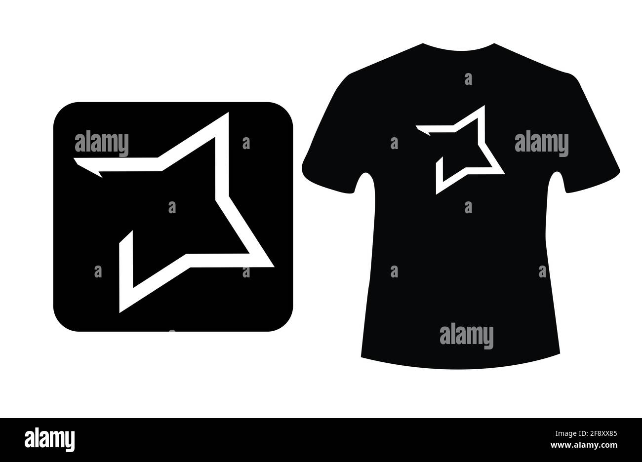 lancer le motif icon t shirt sur fond noir. blanc couleur étoile t t shirt design vector Banque D'Images