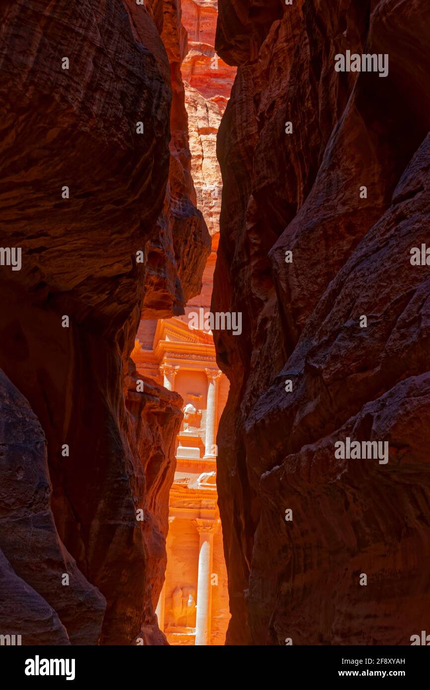 Jordanie, Al Khazneh, le Trésor, Petra Banque D'Images