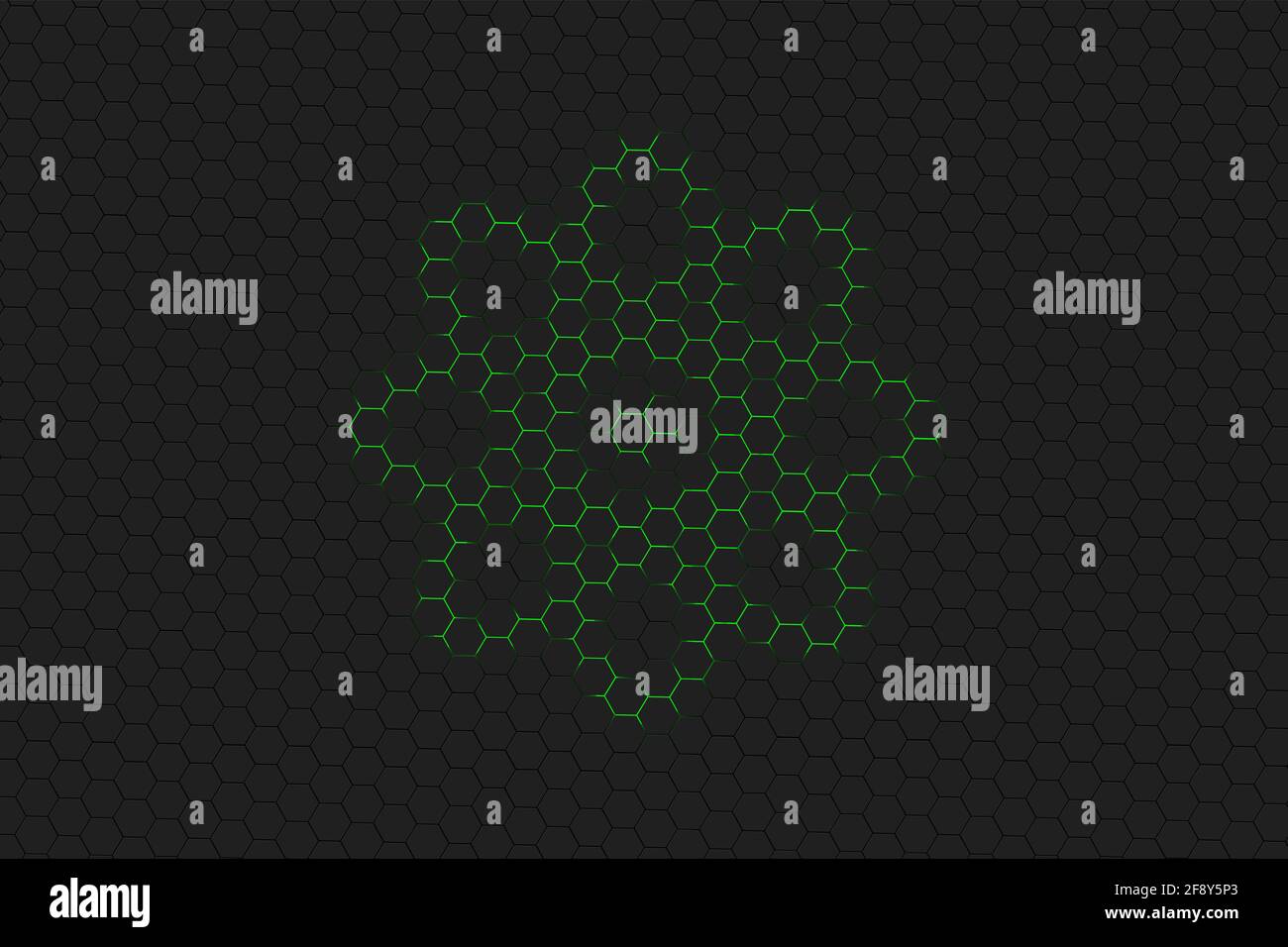 Symbole Atom, icône Atom, Science, hexagone vert Banque D'Images