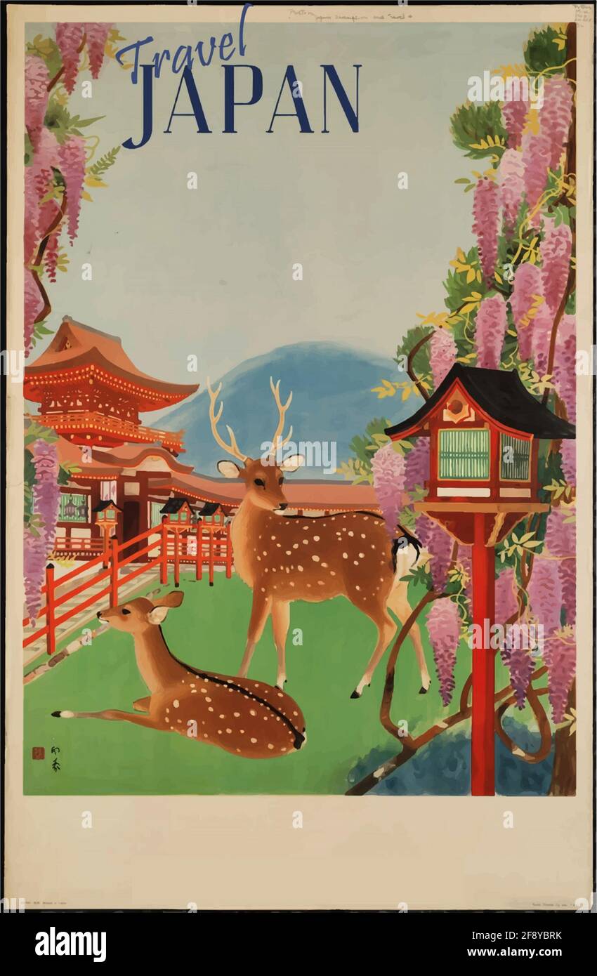 Une affiche de voyage vintage pour le Japon Photo Stock - Alamy