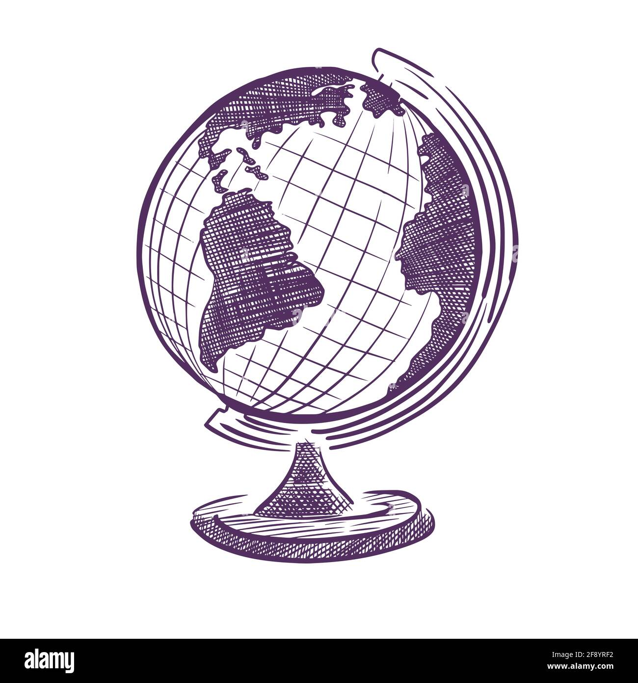 Le globe est dessiné avec un stylo. Hachurage graphique. Illustration vectorielle Illustration de Vecteur