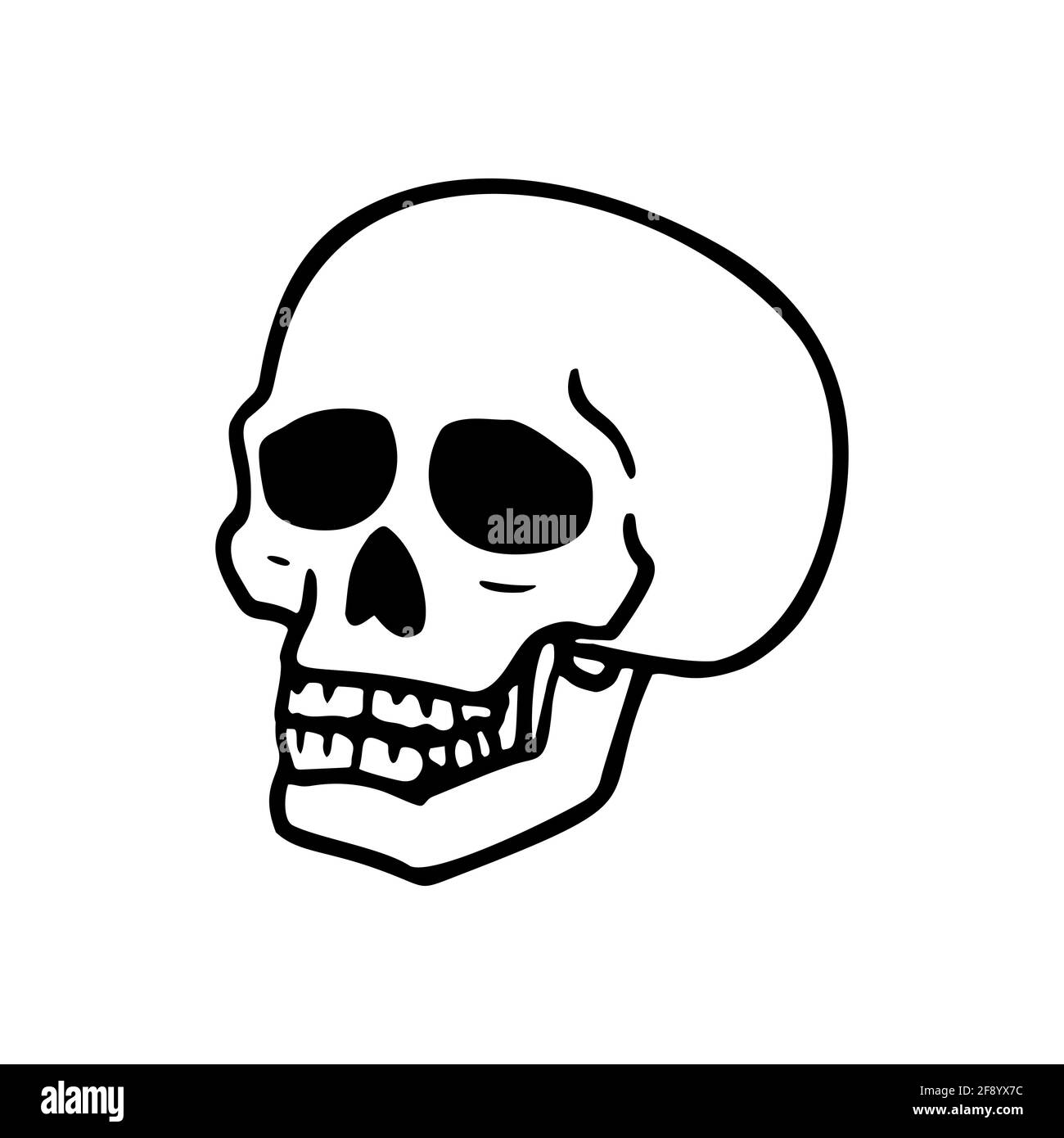 Collection Punk Rock. Crâne humain avec un symbole sur fond blanc. Illustration vectorielle Illustration de Vecteur