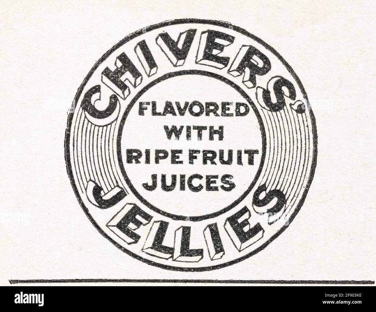 Ancienne publicité victorienne Chiver's Jelly magazine de 1906 - normes pré-publicitaires. Publicité sur les aliments anciens, publicités sur les produits alimentaires anciens. Banque D'Images