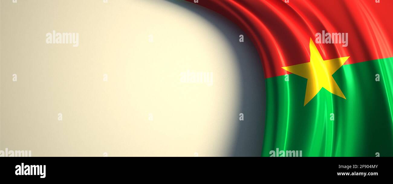 Burkina faso drapeau. illustration 3d du drapeau national agité avec un espace de copie. Drapeau des pays d'Afrique. Banque D'Images