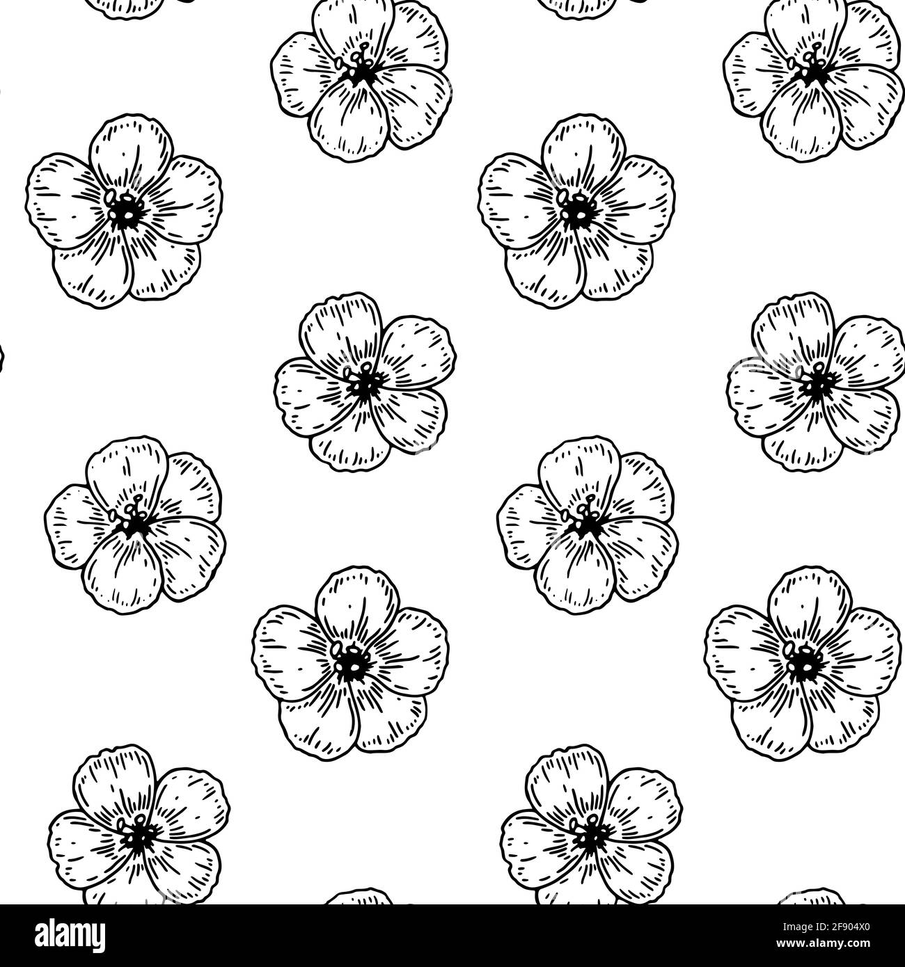 Motif fleurs printanières sans coutures avec éléments dessinés à la main. Illustration vectorielle dans le stile d'esquisse. Illustration de Vecteur