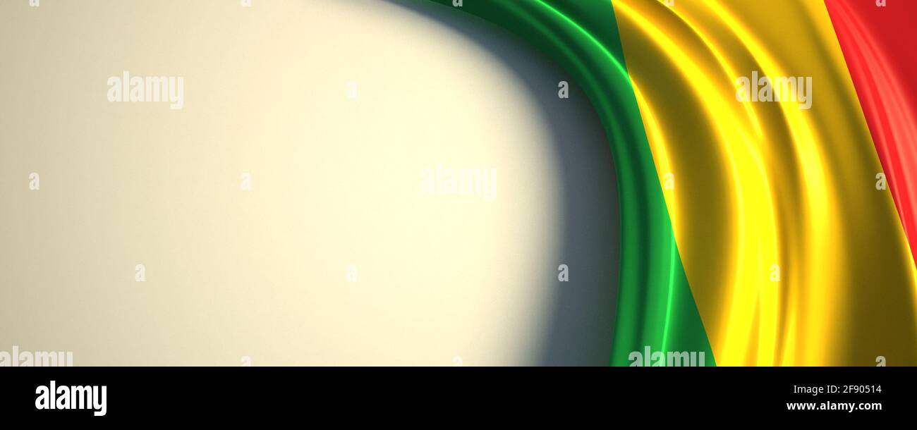 Drapeau du Mali. illustration 3d du drapeau national agité avec un espace de copie. Drapeau des pays d'Afrique. Banque D'Images