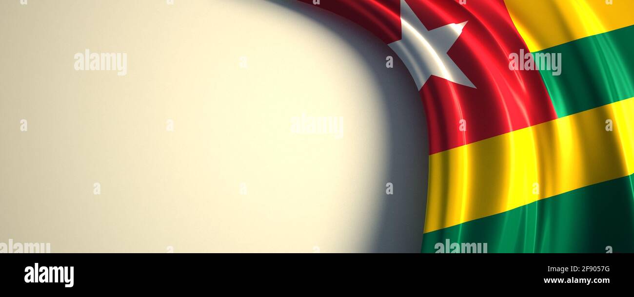 Drapeau du Togo. illustration 3d du drapeau national agité avec un espace de copie. Drapeau des pays d'Afrique. Banque D'Images