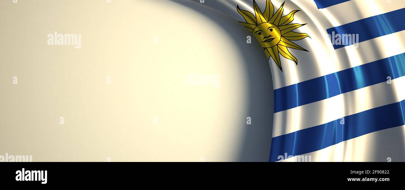 Drapeau de l'Uruguay. illustration 3d du drapeau national agité avec un espace de copie. Drapeau des pays d'Amérique latine. Banque D'Images