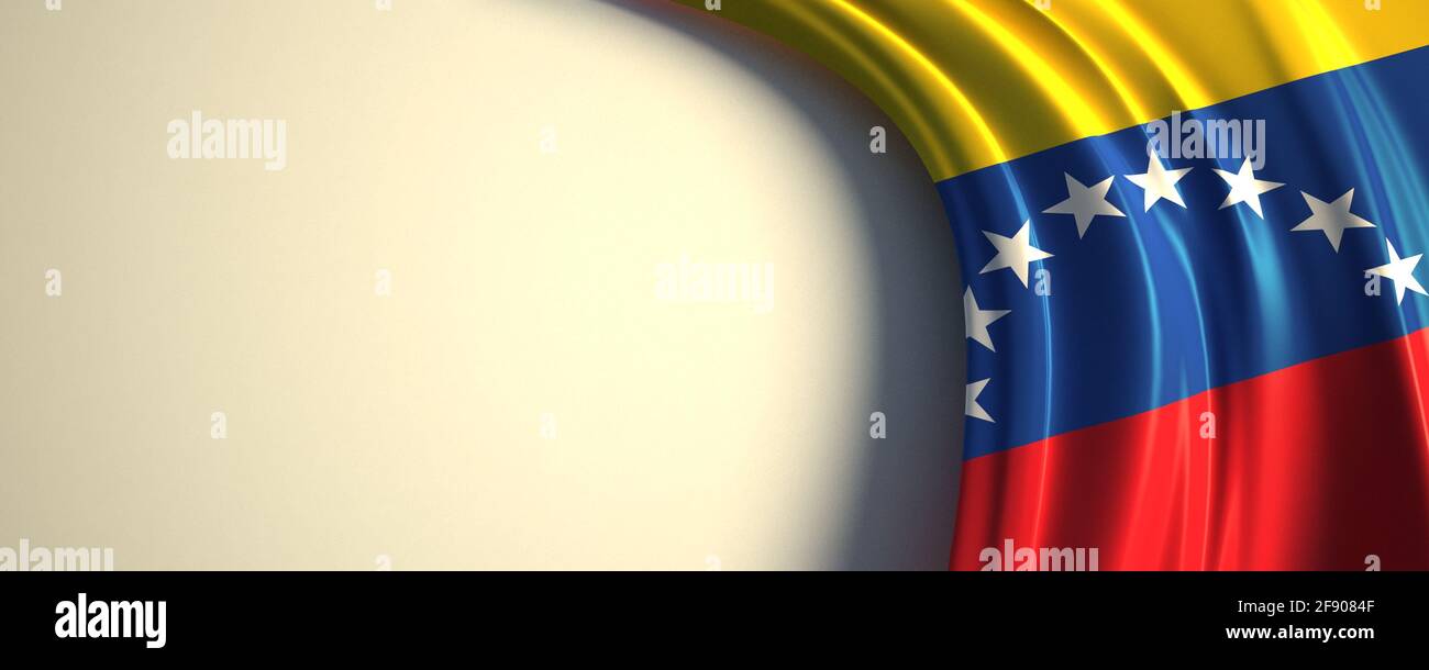 Drapeau du Venezuela. illustration 3d du drapeau national agité avec un espace de copie. Drapeau des pays d'Amérique latine. Banque D'Images