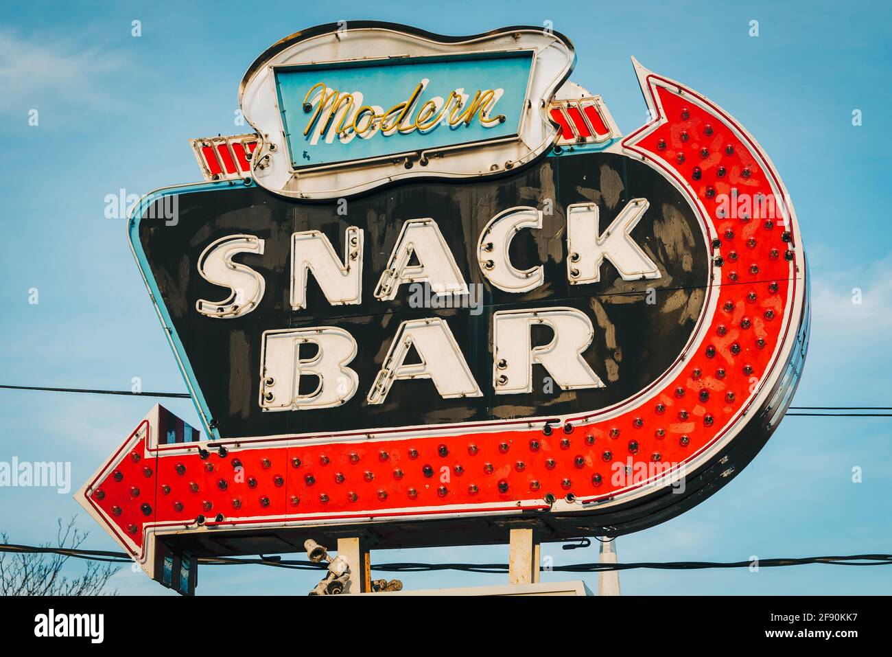 Affiche snack Bar moderne, à Aquebogue, long Island, New York Banque D'Images