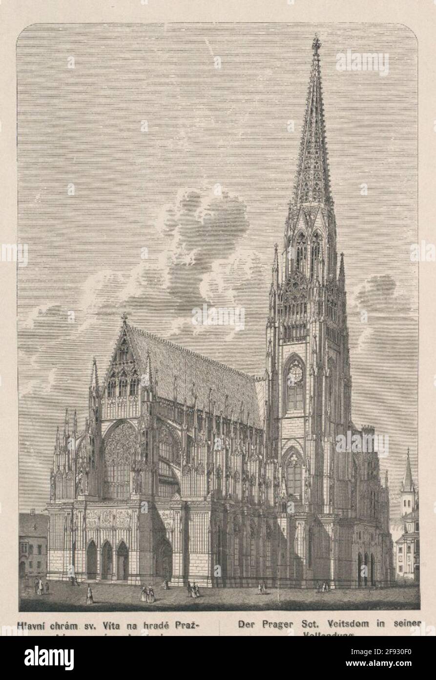 Le temple principal de St. Vitus au château de Prague terminé. Selon la conception du temple de Josef Kranner. DER PRAGER SCT. Veitsdom à Seiner Vollendung. Nach DEM Entwurfe des Dombaumeisters Josef Kranner. Banque D'Images