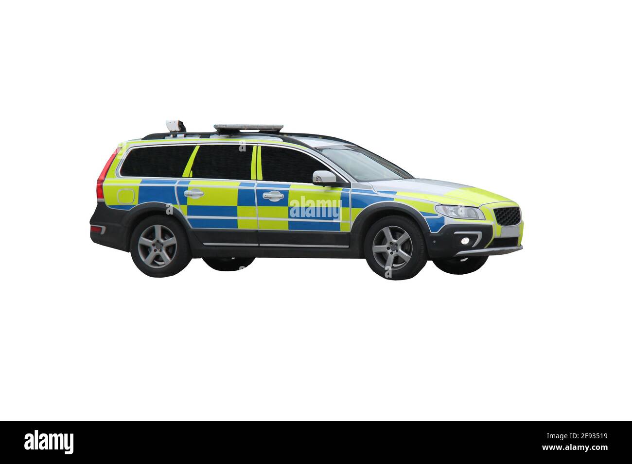 Une voiture moderne de patrouille de police à grande vitesse. Banque D'Images