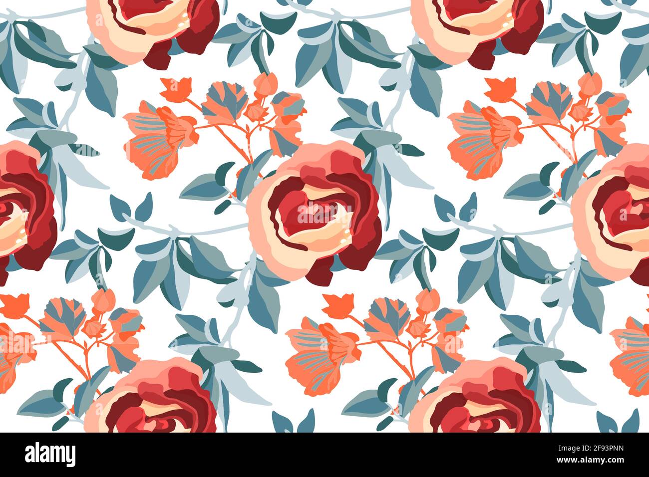 Motif Art floral vectoriel sans coutures. Fleurs de jardin en fleurs Illustration de Vecteur