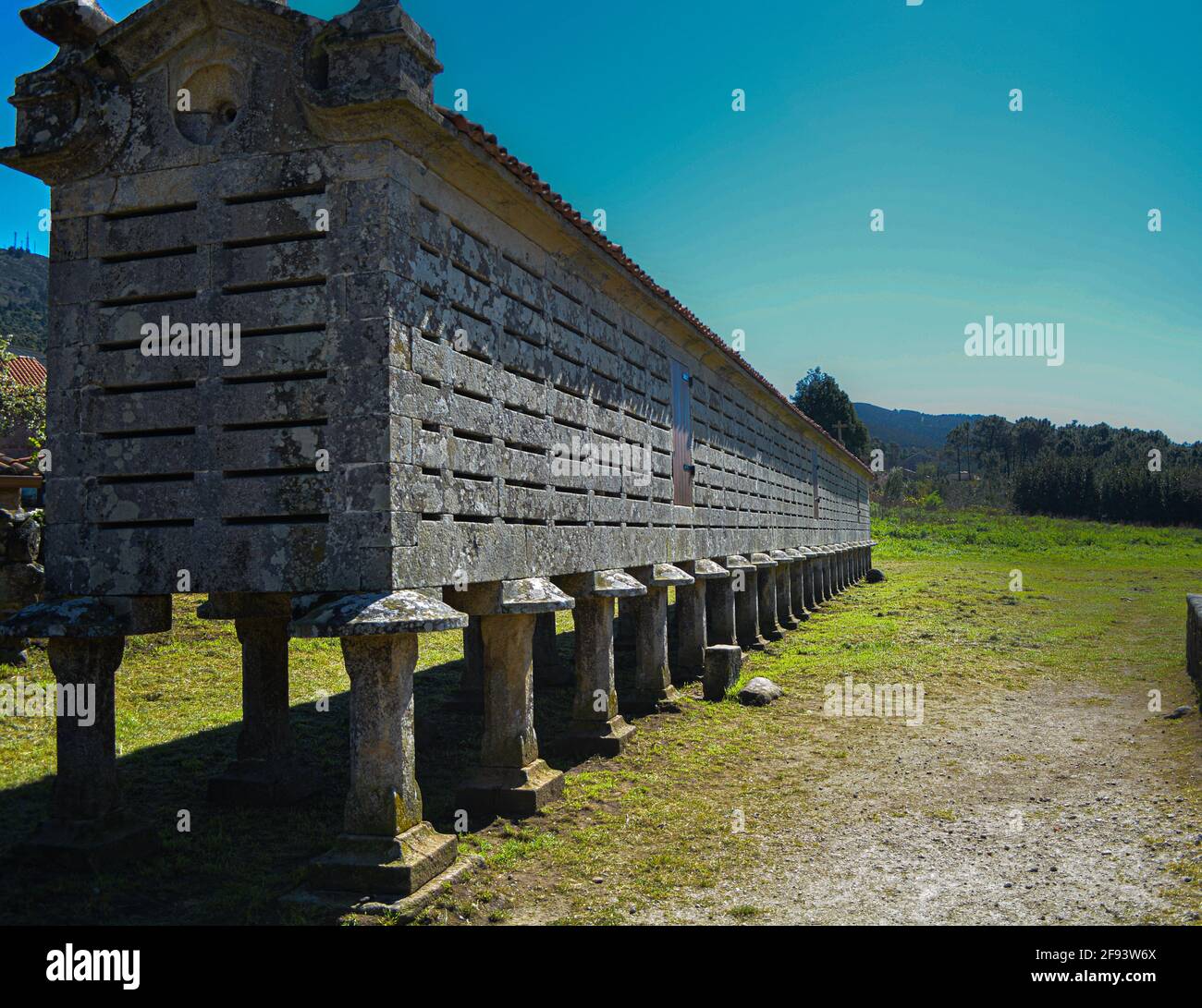 Gros plan d'un ancien grenier historique à Carnota, Espagne Banque D'Images