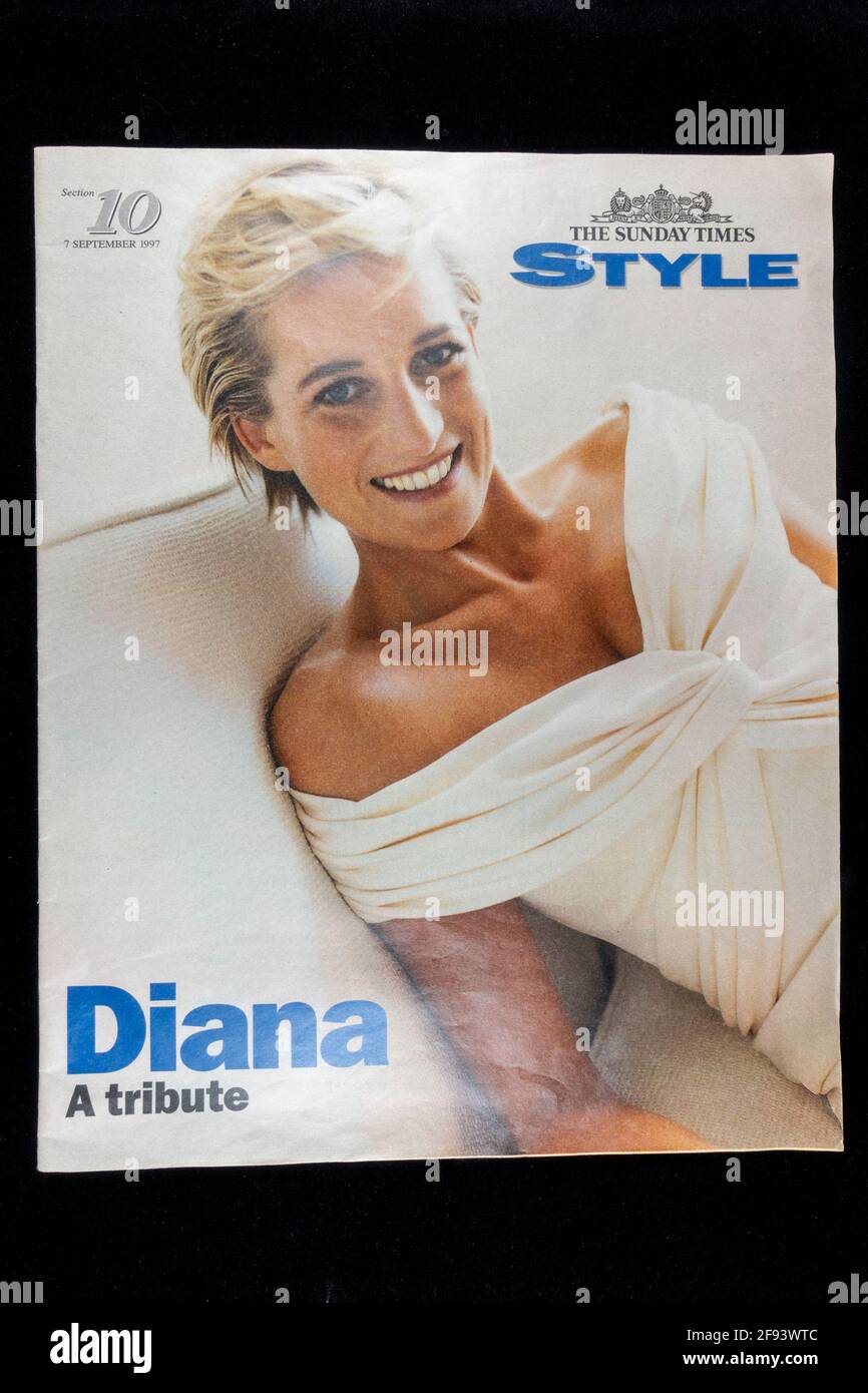 Le magazine Sunday Times 'Stylen' ('diana A Tribute') après les funérailles de Diana, princesse de Galles, le 1997 septembre (document daté du 7 septembre 1997). Banque D'Images