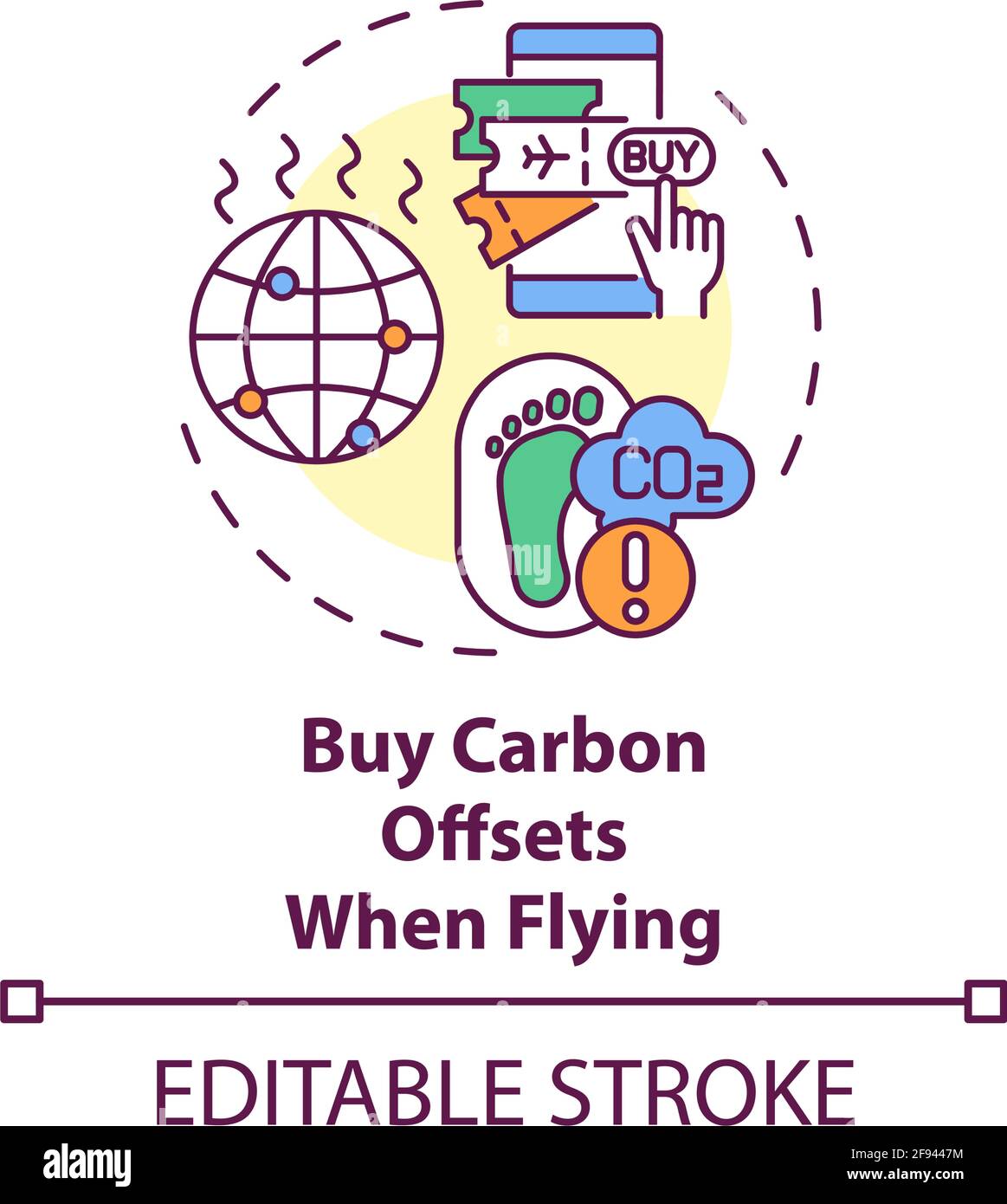 Acheter des compensations carbone en volant icône de concept Illustration de Vecteur