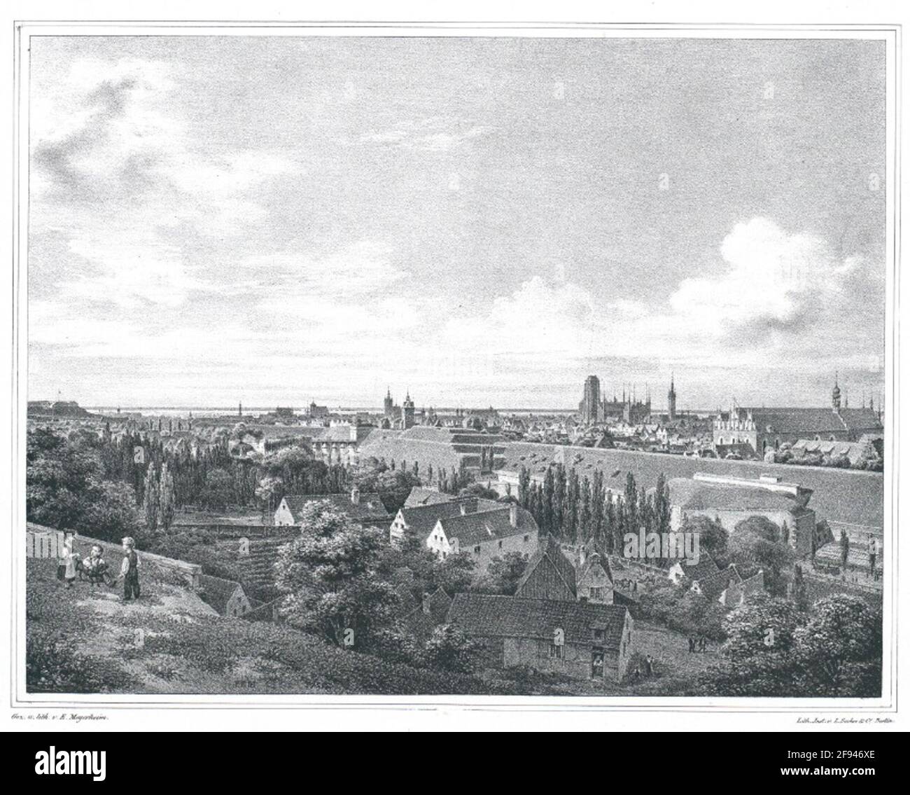 Gdansk vu de la Bischoffsberge. Banque D'Images