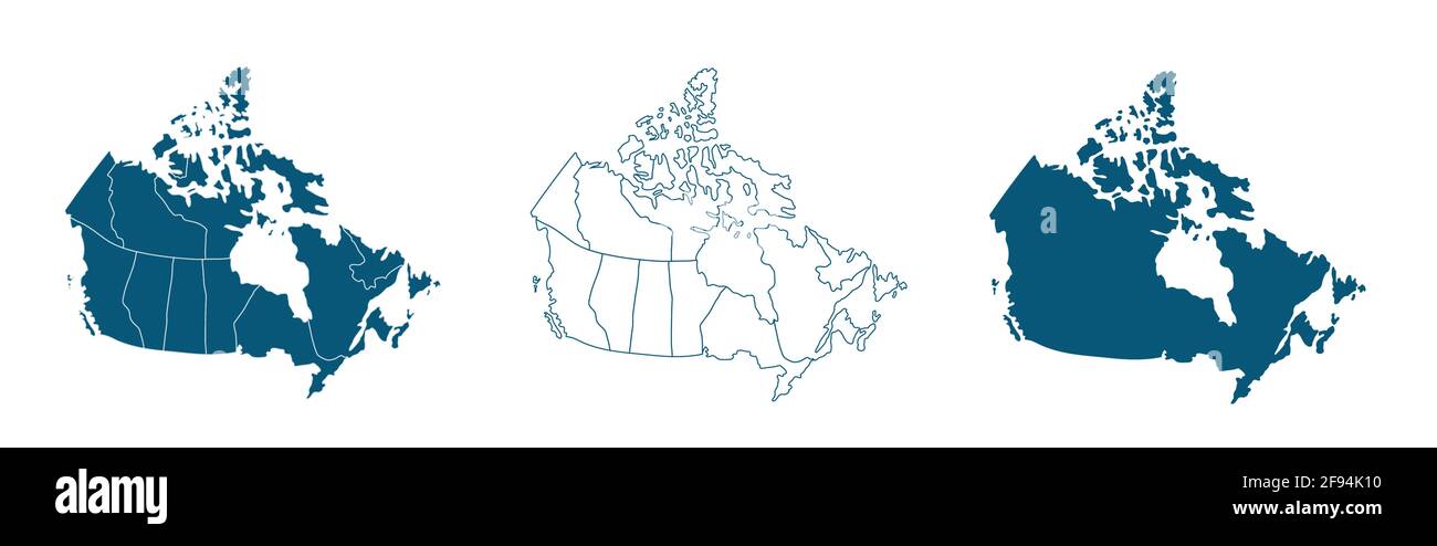 Carte simple du dessin vectoriel du Canada. Projection Mercator. Plein et contour. Illustration de Vecteur