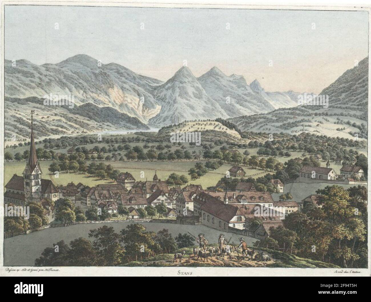 Stans capitale du canton d'Unterwalden contre le rigi. Banque D'Images
