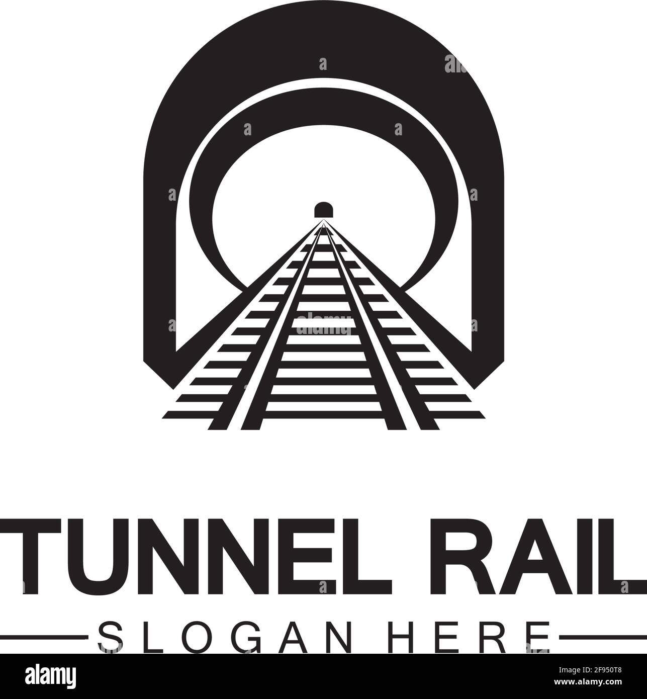 Modèle de conception de vecteur icône de rail avec logo de tunnel Illustration de Vecteur