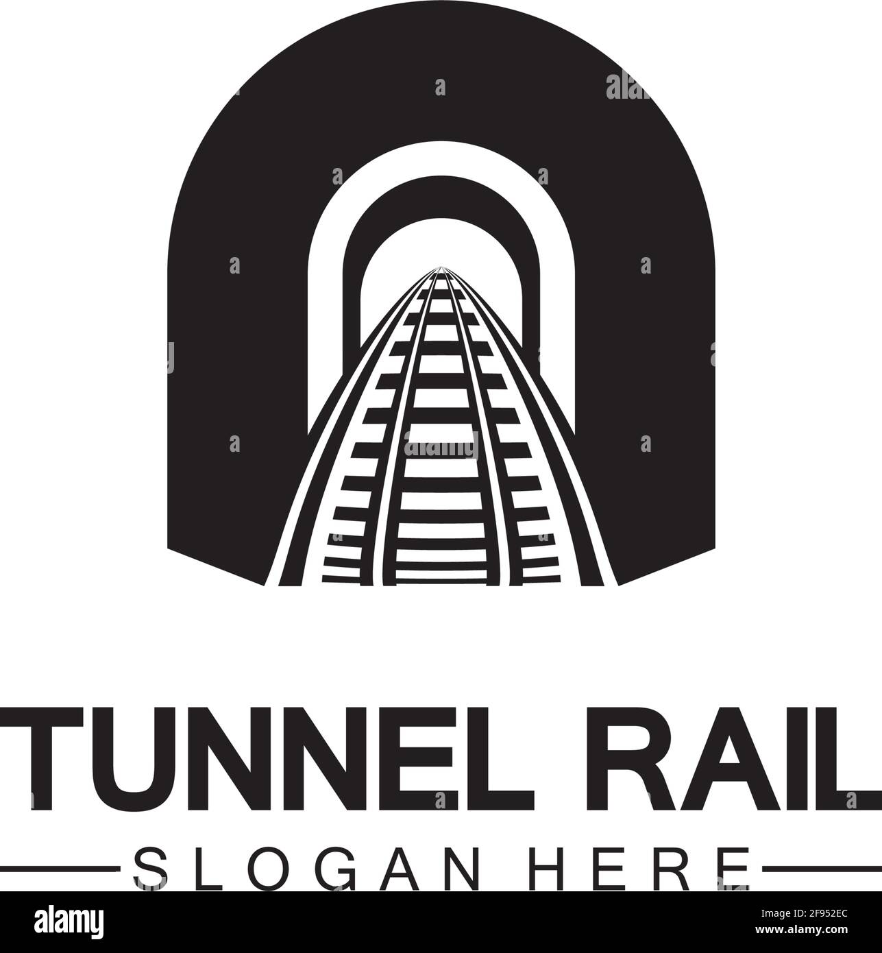 Modèle de conception de vecteur icône de rail avec logo de tunnel Illustration de Vecteur