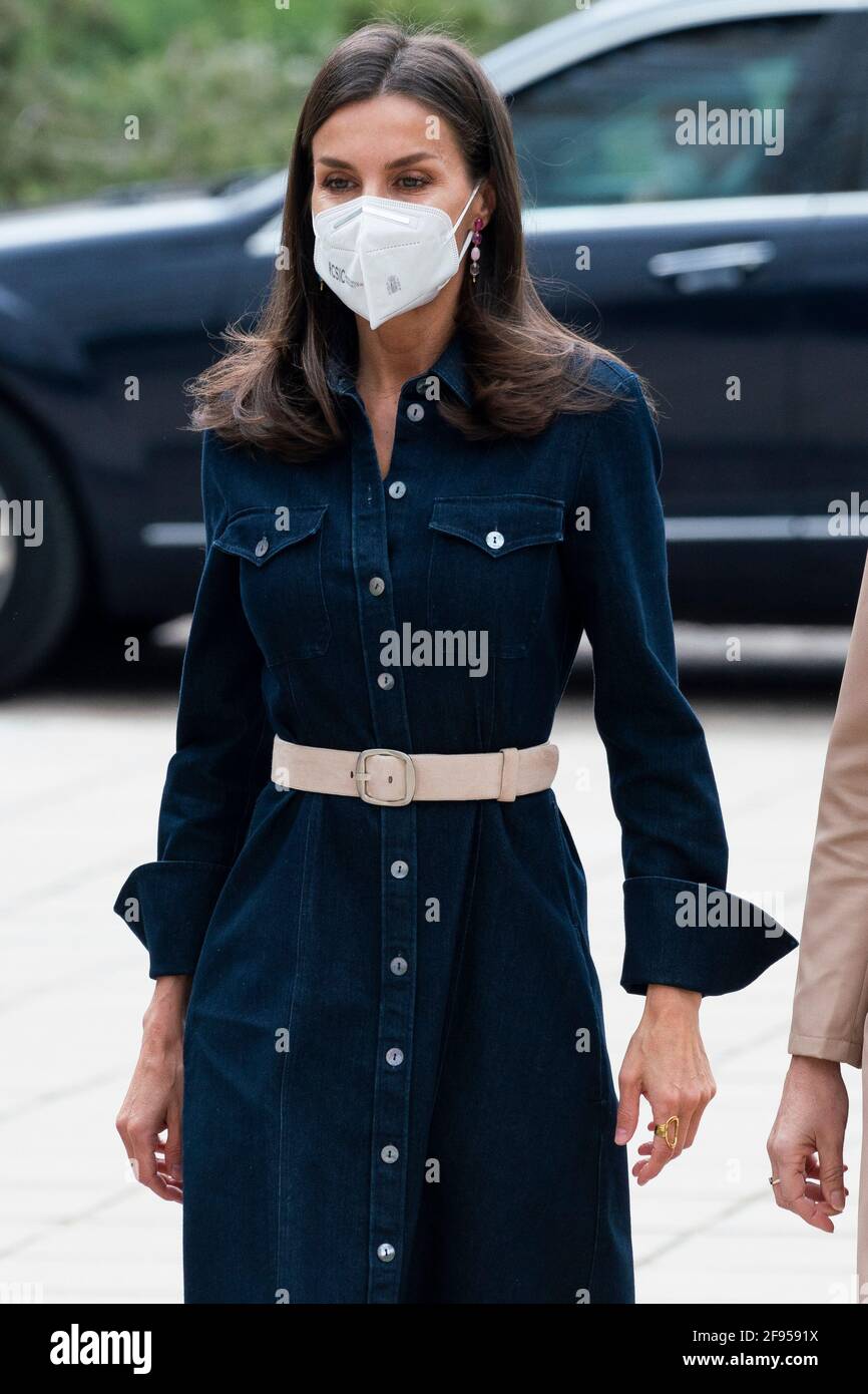 Madrid, Espagne. 16 avril 2021. La reine Letizia d'Espagne assiste à une réunion sur le rôle des femmes dans l'internationalisation de l'économie espagnole à Madrid. Crédit : SOPA Images Limited/Alamy Live News Banque D'Images