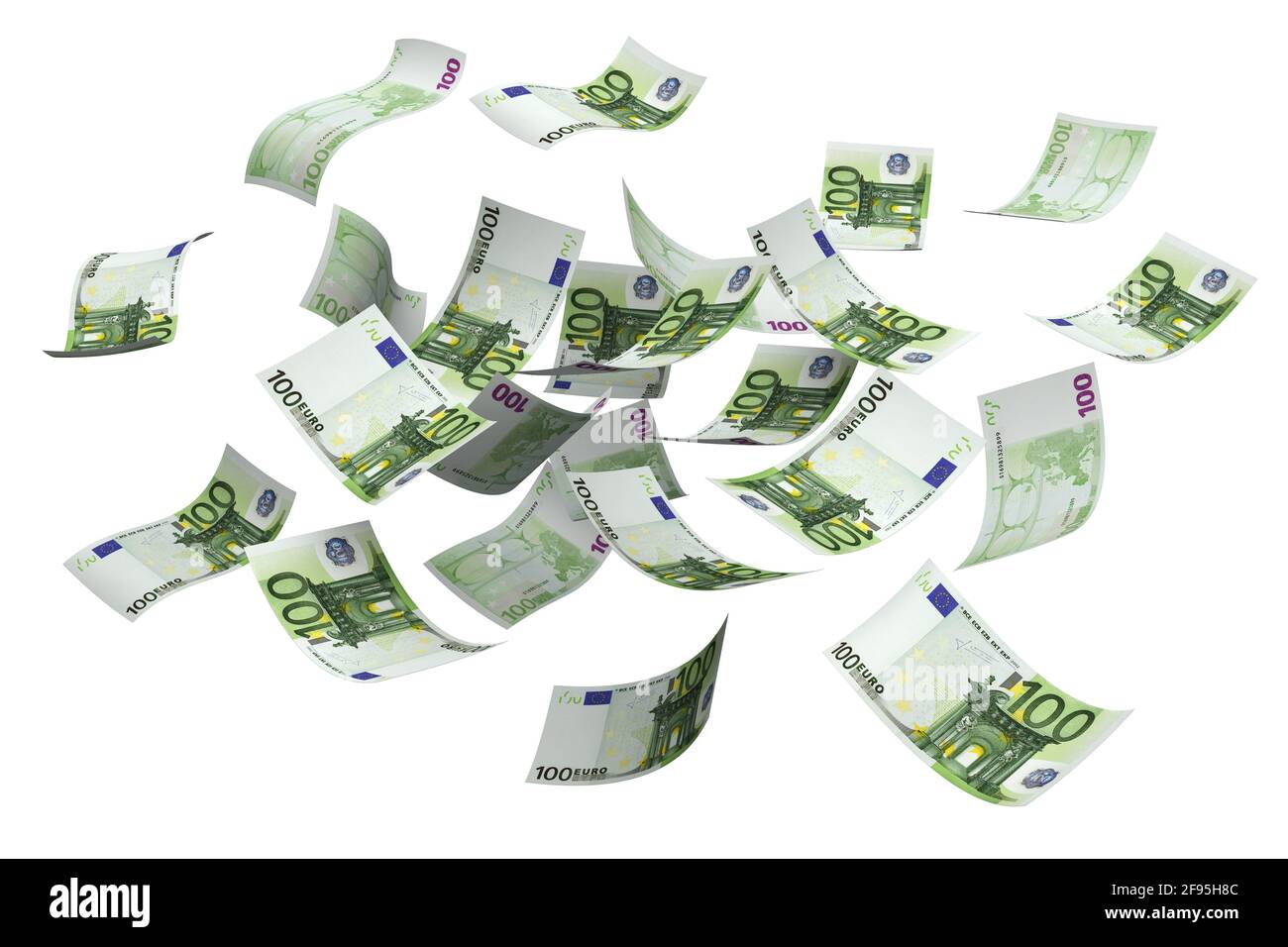 Baisse de la monnaie de l'euro sur fond blanc Banque D'Images