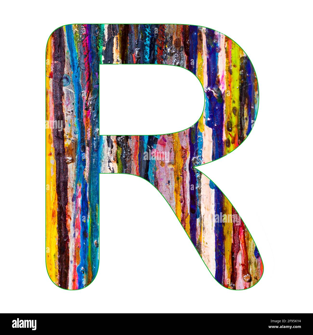 Lettre R de l'alphabet - fond coloré d'éclaboussures de peinture Banque D'Images