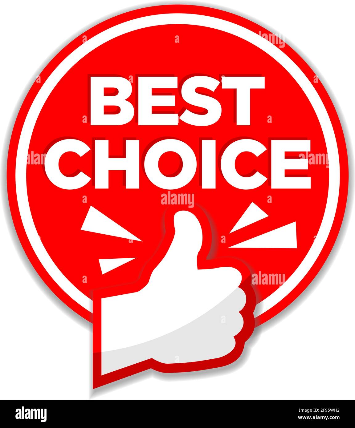 Meilleur choix d'autocollants ronds publicitaires avec le pouce rouge vers le haut. Illustration, vecteur sur fond transparent Illustration de Vecteur