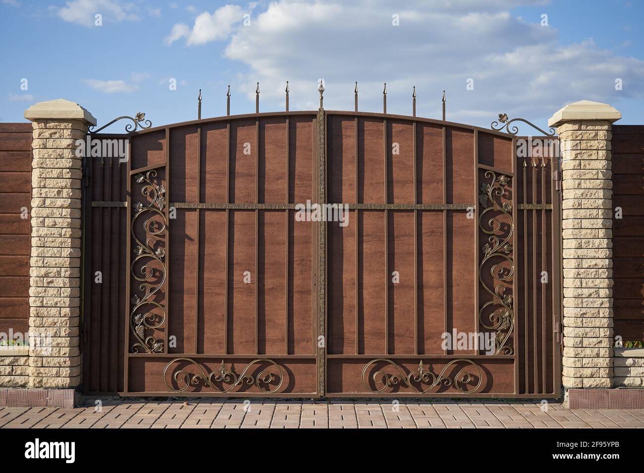 Portes en métal de luxe avec éléments décoratifs Banque D'Images