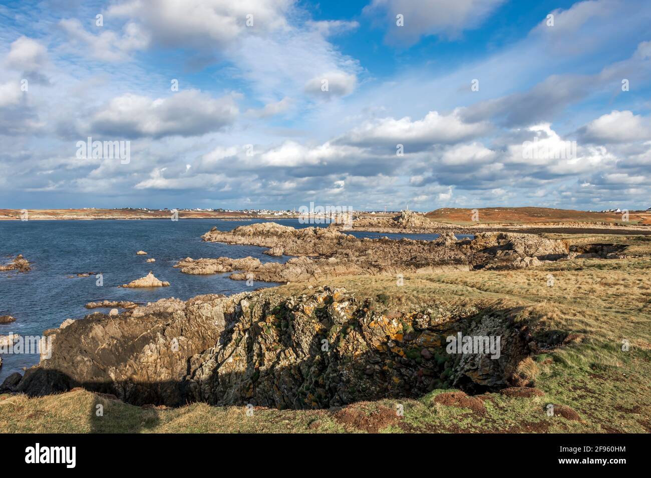 Plage du Prat, Ouessant, île d'Ushant en Bretagne, côte rocheuse française dans le nord de la France, département du Finistère, Europe Banque D'Images