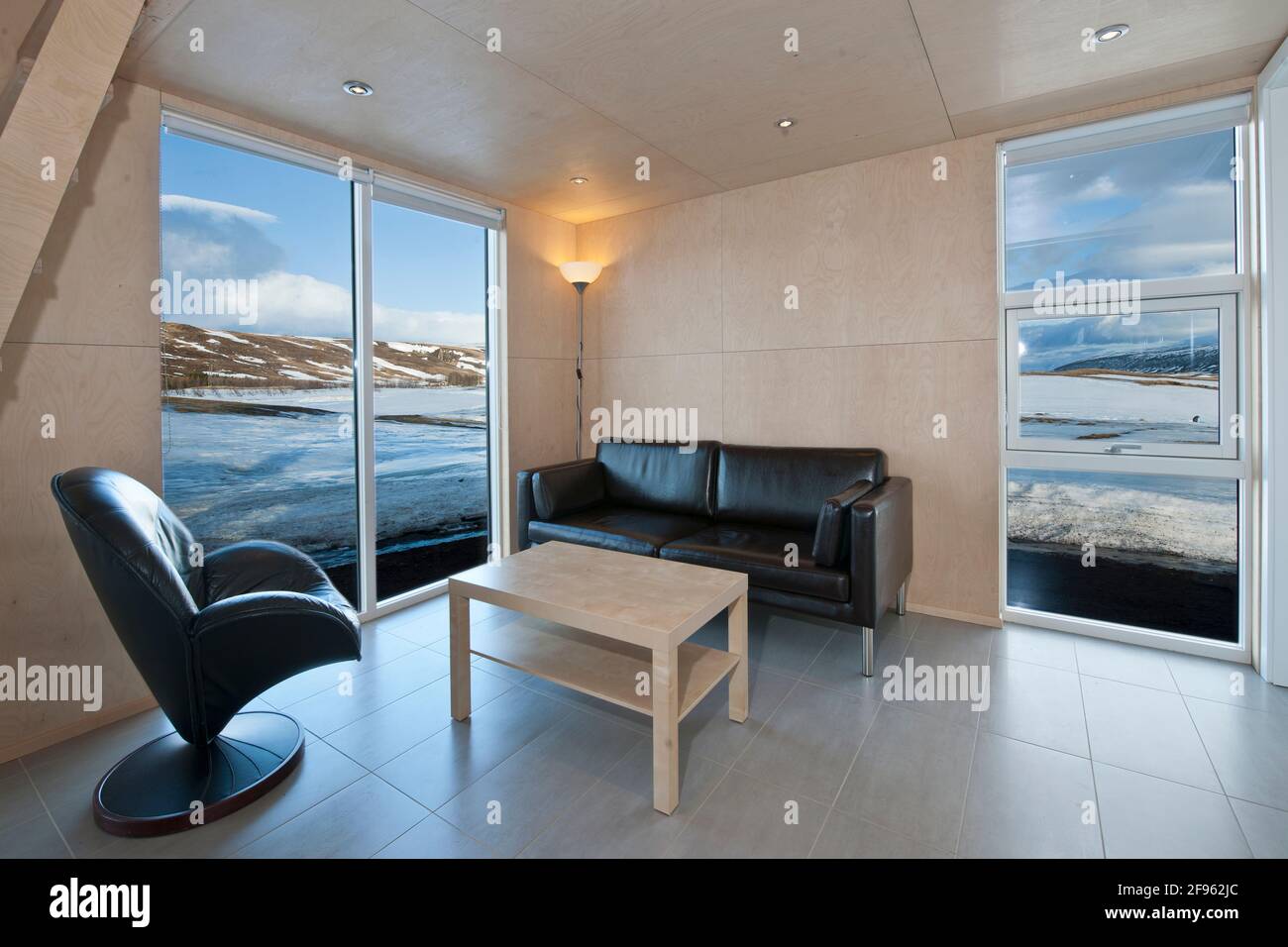 Intérieur d'une maison de vacances islandaise moderne Banque D'Images