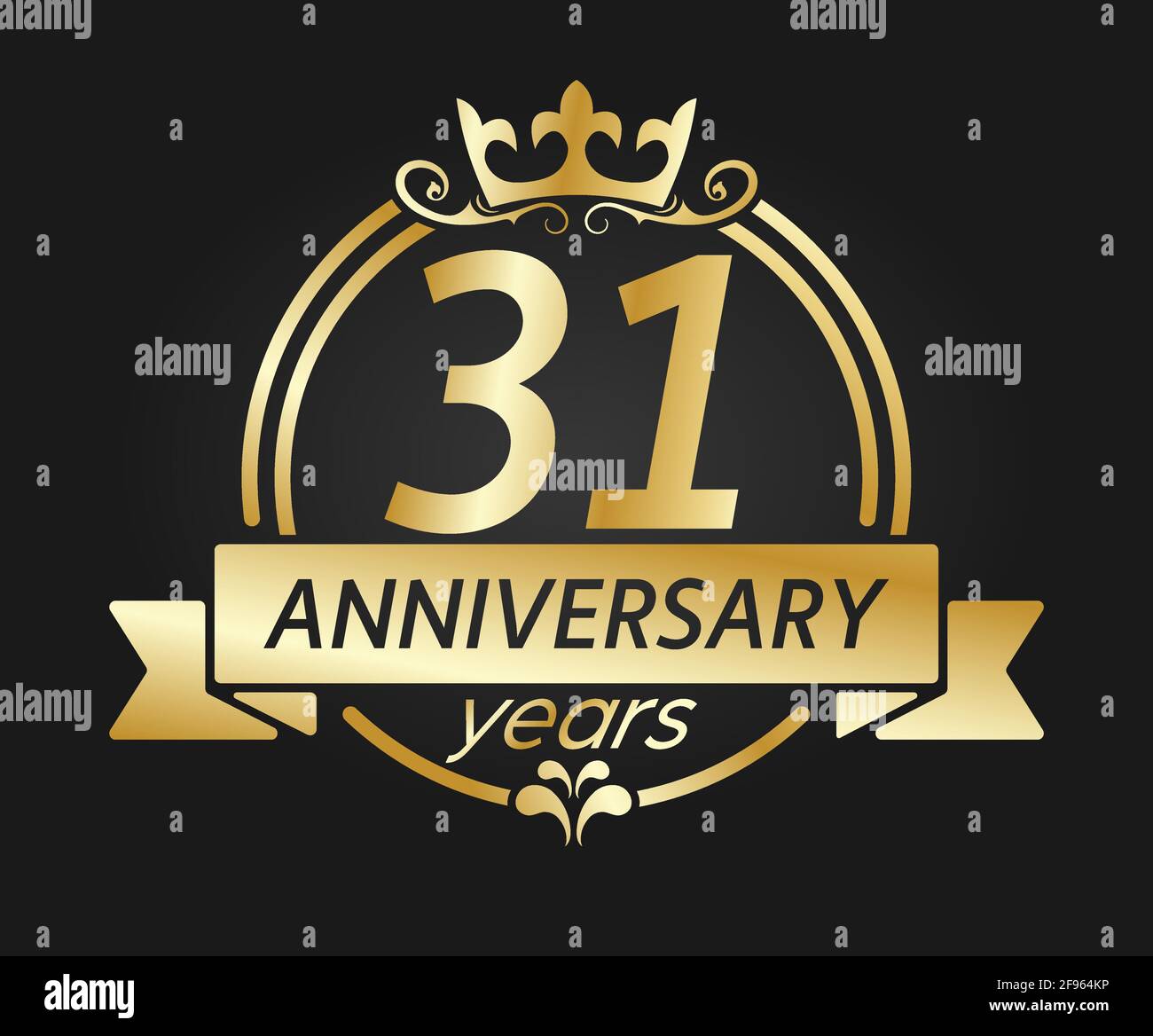 31 Ans Cadre Rond Dore Avec Couronne Et Ruban Illustration Vectorielle Pour Un Anniversaire Un Mariage Ou Un Anniversaire De Mariage Pour Un Design Creatif Image Vectorielle Stock Alamy