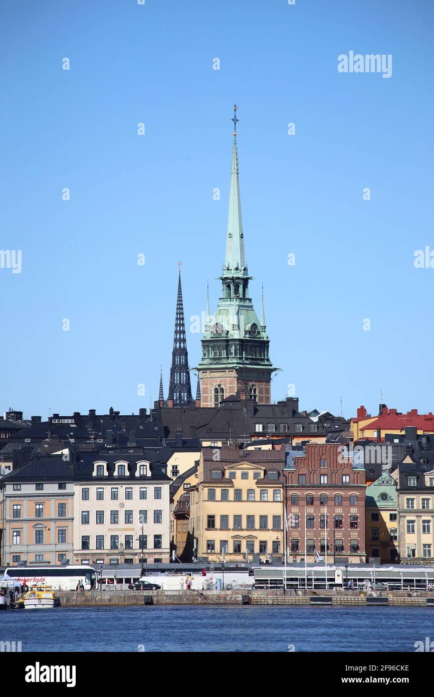 Suède, Stockholm, Gamla stan, Skeppsbron Tyska Kyrkan Banque D'Images