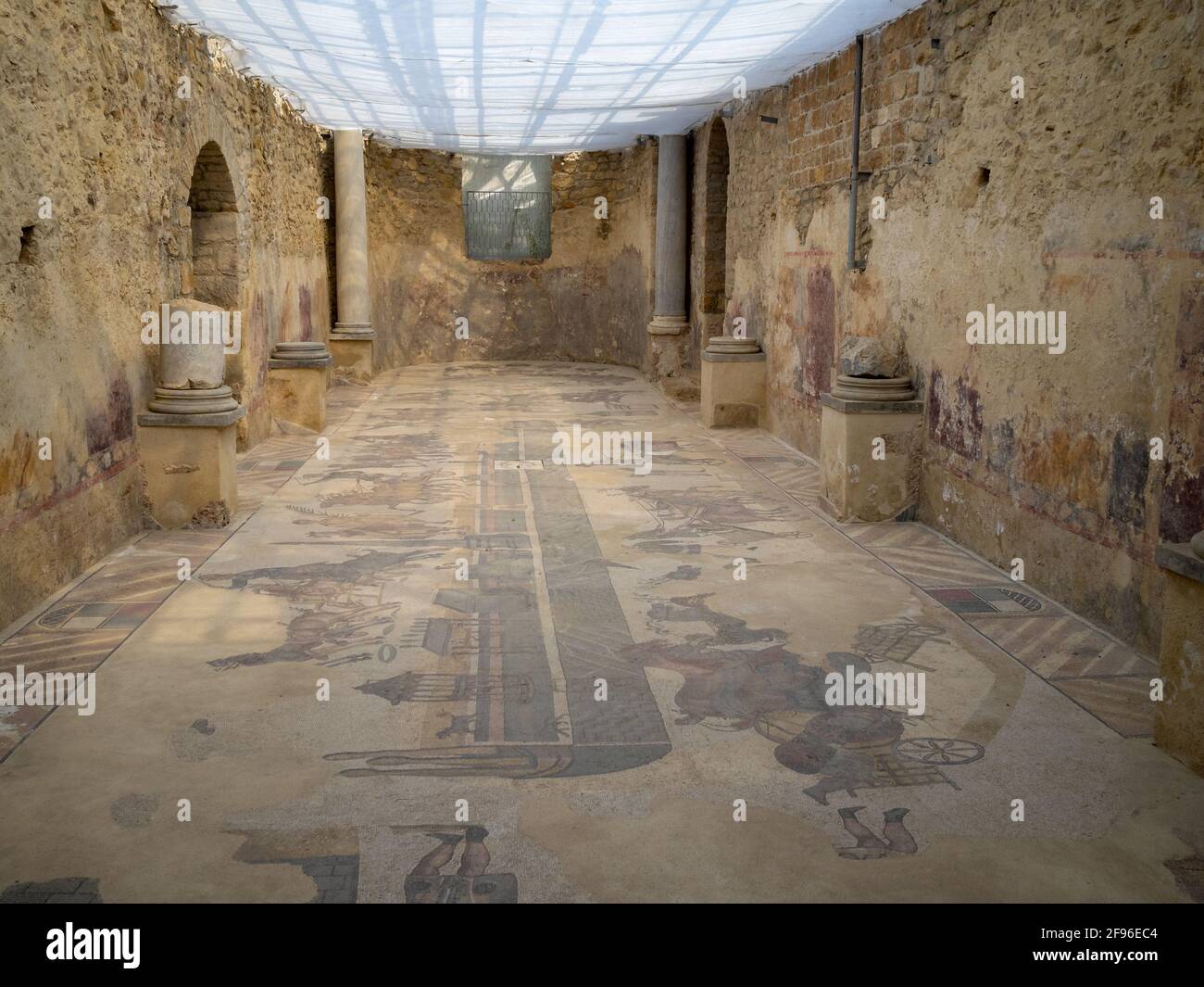 Vue générale de la Villa Romana del Casale Palestra Banque D'Images