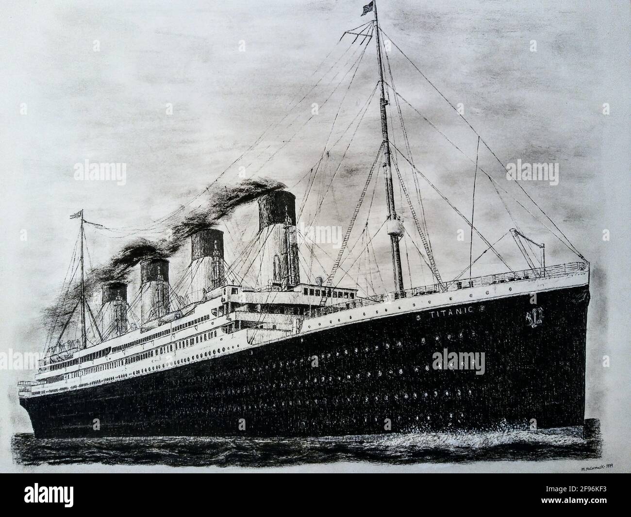 Stylo Titanic et croquis à l'encre Banque D'Images
