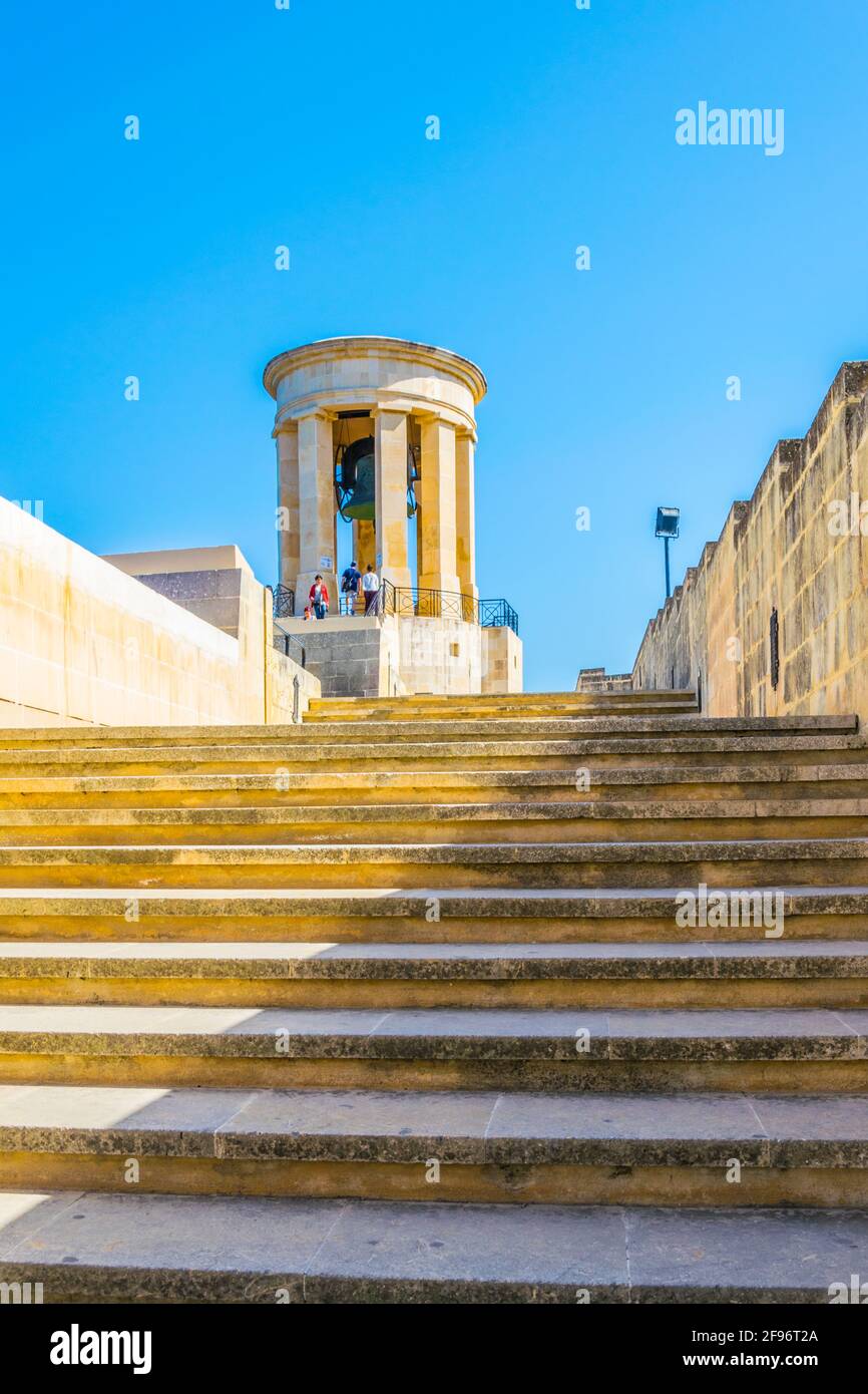 Vue sur la cloche de siège de la Valette, Malte Banque D'Images