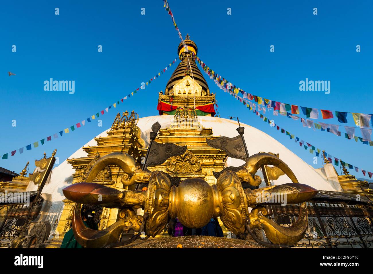 Le temple de singe Swayambhunath stupa Banque D'Images