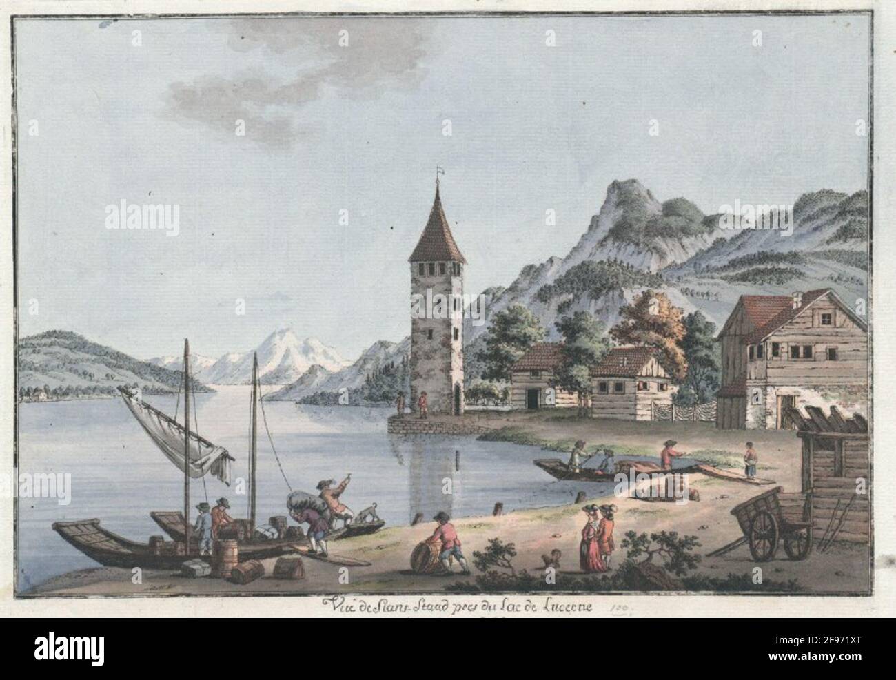 VUE SUR STANS-STAAD près du lac de Lucerne. Banque D'Images