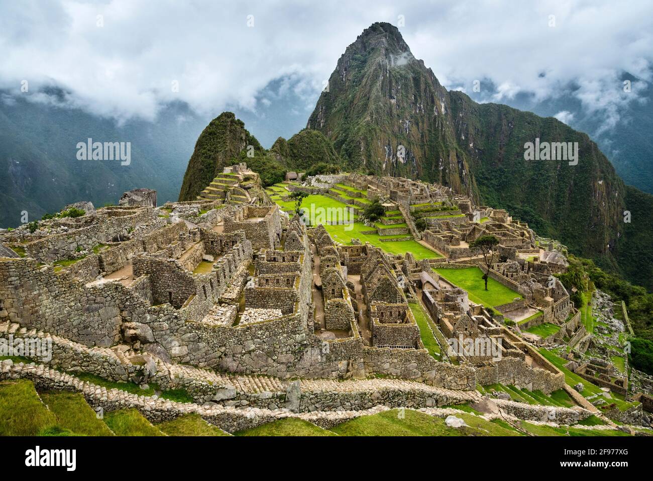 Les ruines Inca de Machu Picchu, au Pérou. Banque D'Images