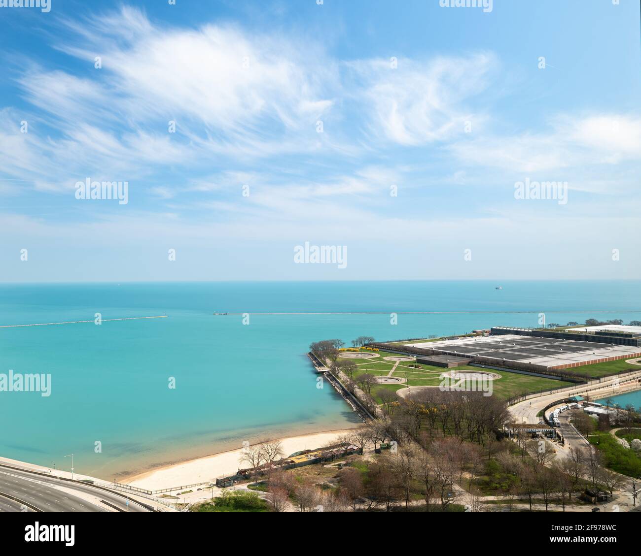 Vue aérienne de l'usine de purification de l'eau Jardine Banque D'Images