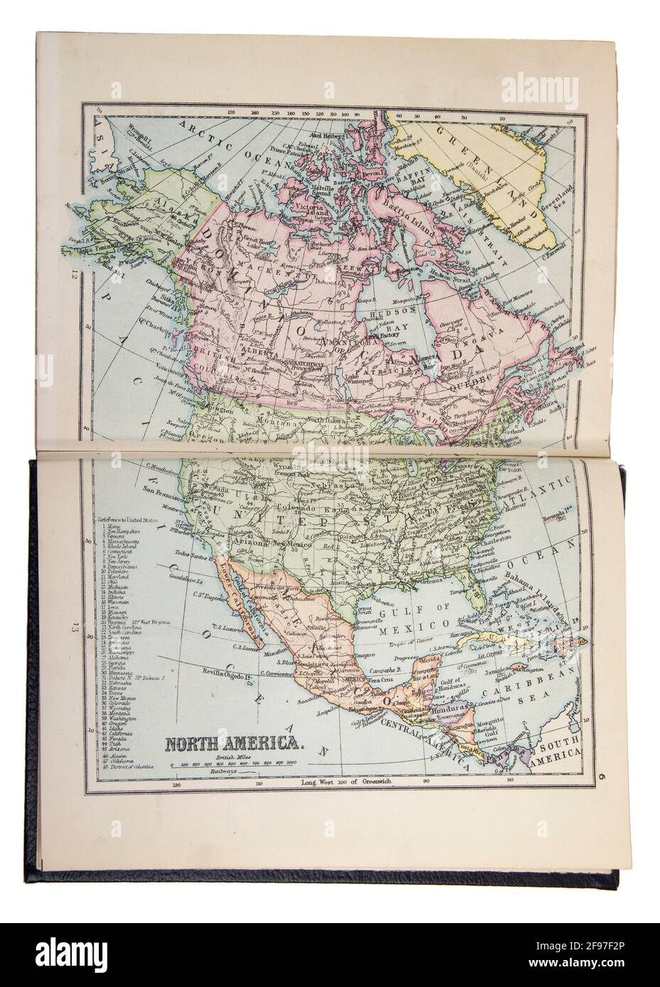 Carte de l'Amérique du Nord dans la nouvelle Encyclopédie standard et l'Atlas du monde, publié par Odhams en 1932 Banque D'Images