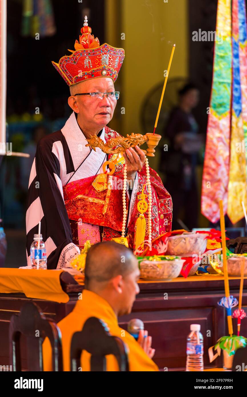 Vietnam, Ho Chi Minh ville, Chua Giac Lam pagode avec la cérémonie Trai Dan te Chan, cérémonie pour le défunt Banque D'Images