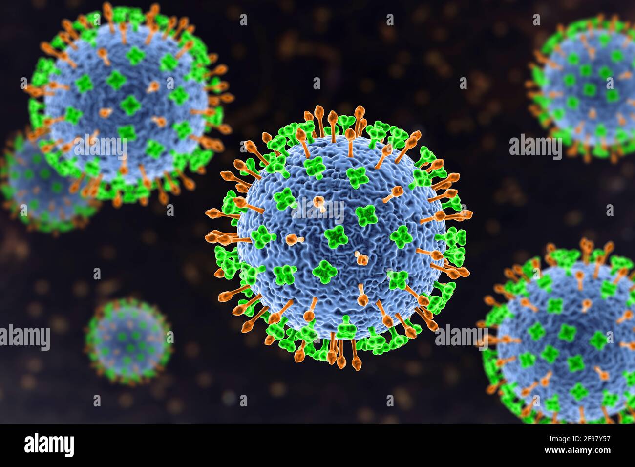 Particules du virus Nipah, illustration Banque D'Images