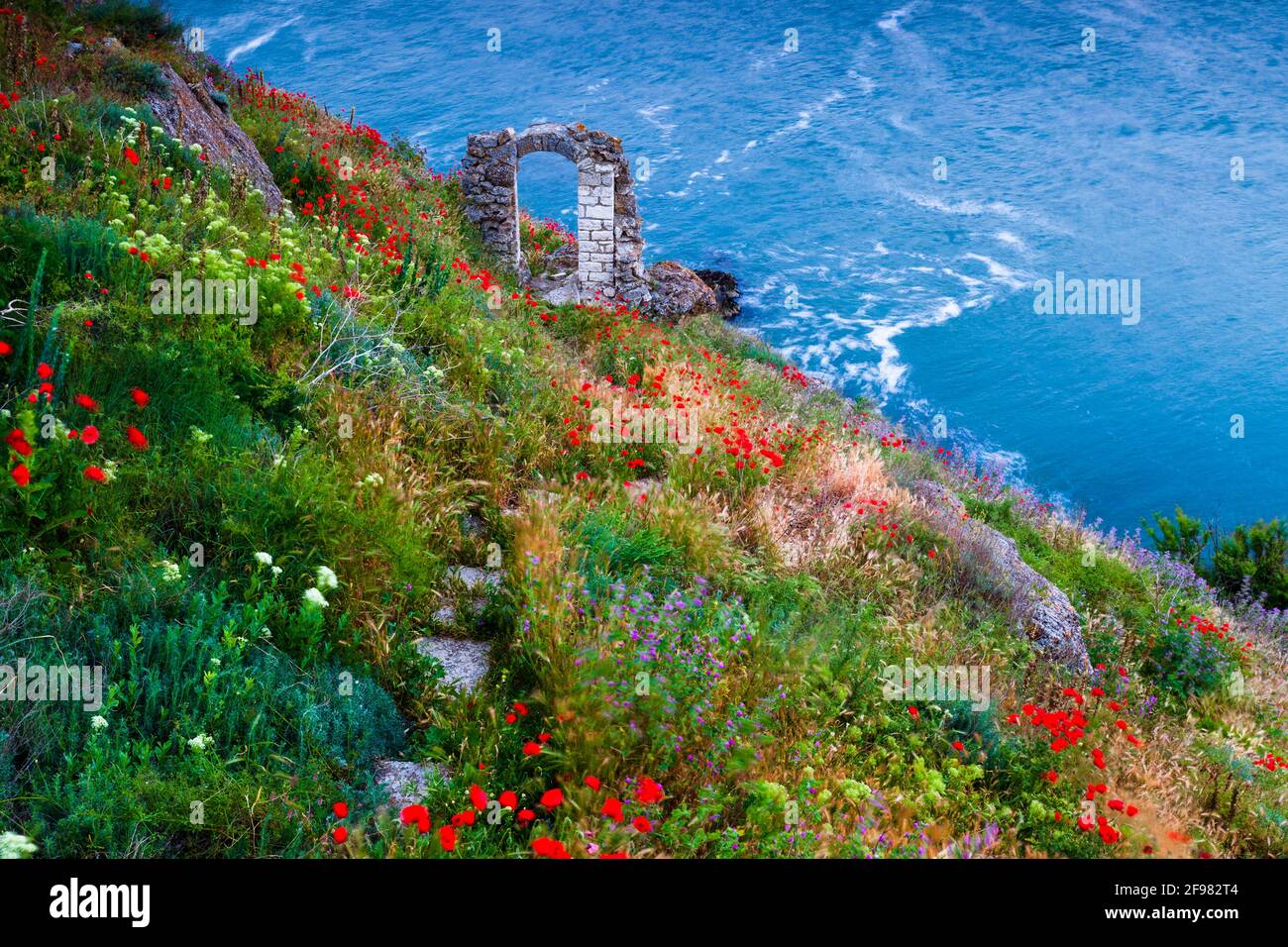 Mer Noire, Bulgarie - Mai 2011 : cap de Kaliakra Banque D'Images