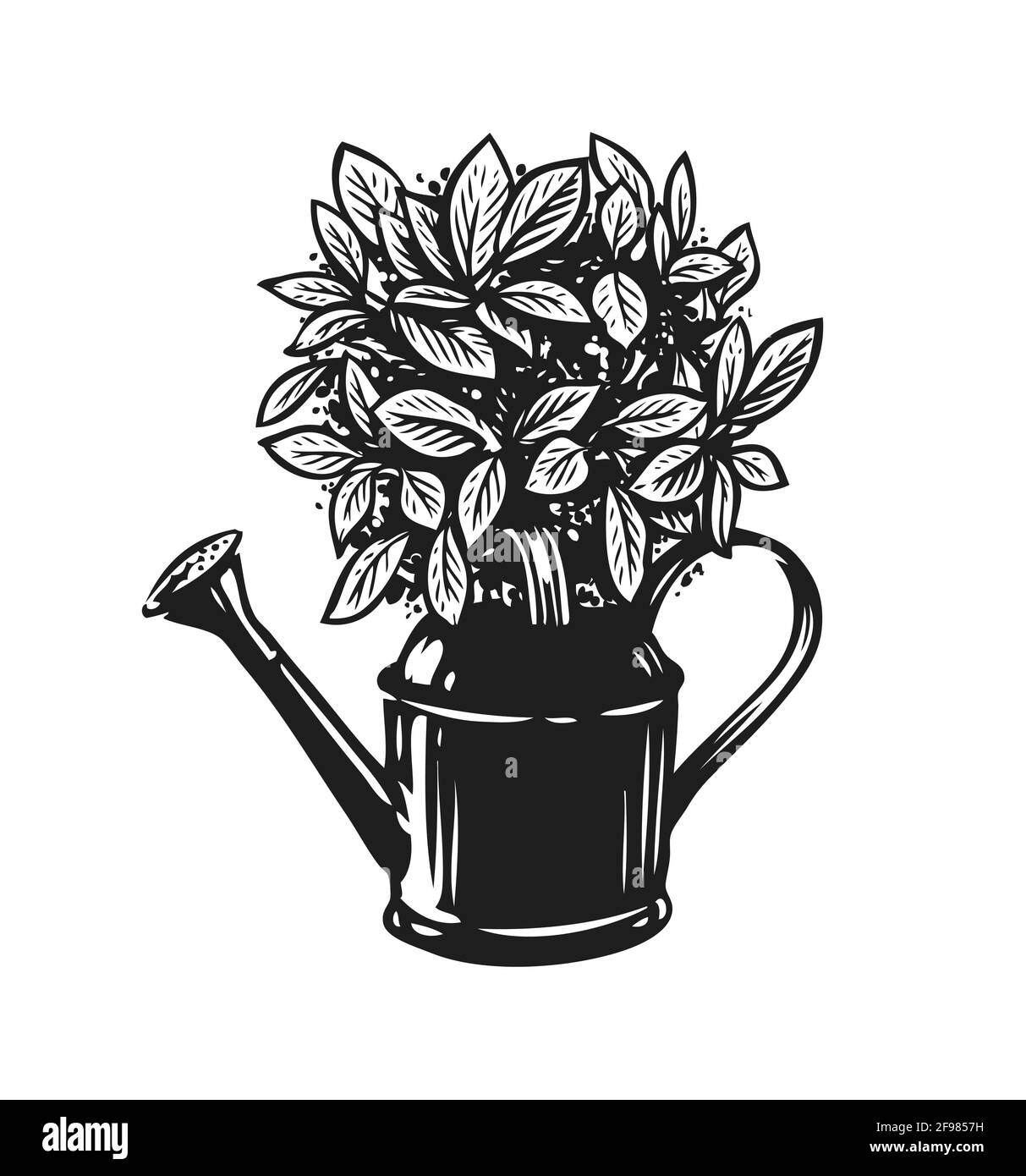 Bouquet de fleurs dans un arrosoir. Illustration du vecteur de symbole de jardinage Illustration de Vecteur