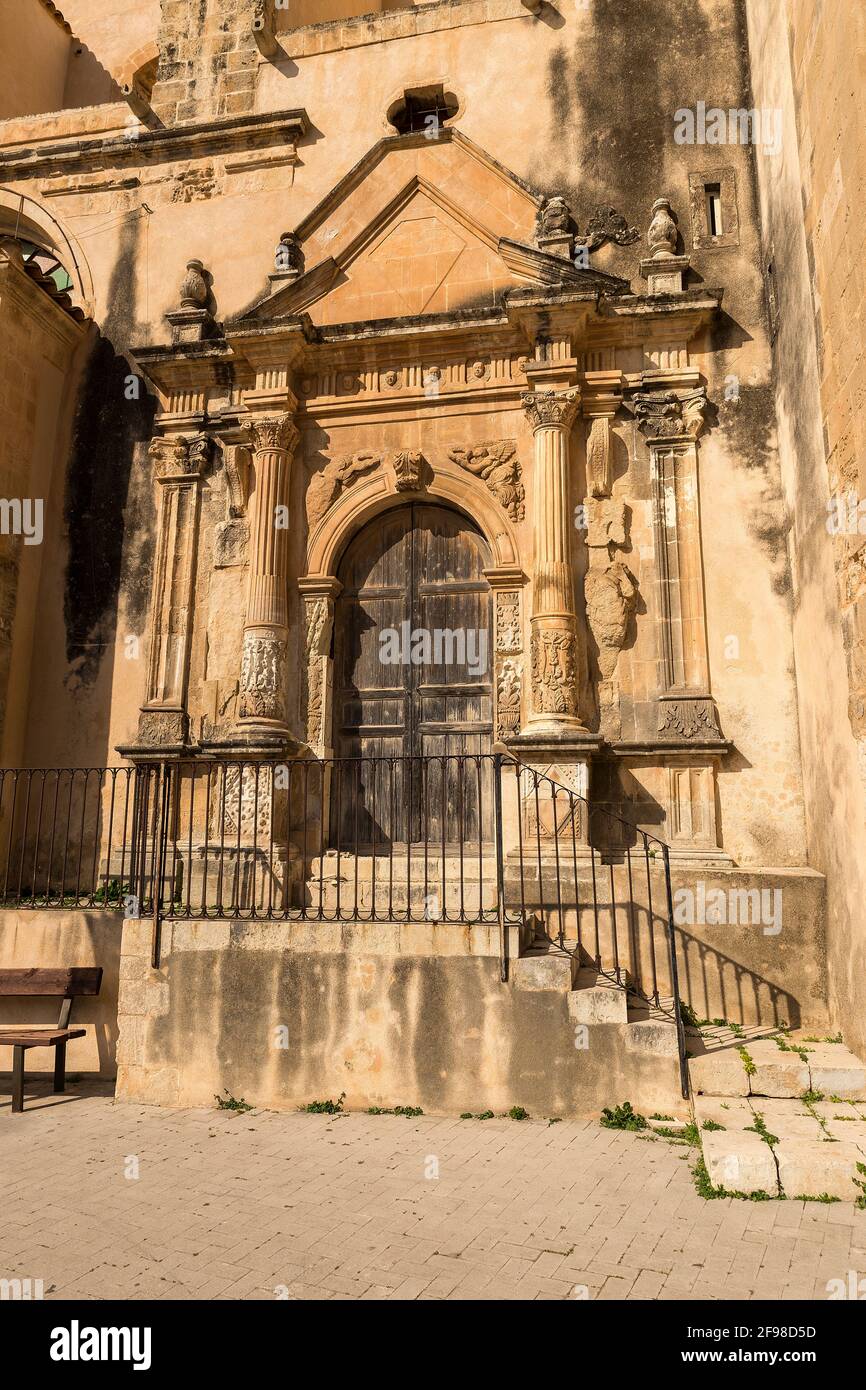 Détails extérieurs de l'église Santa Maria della Consolazione à Scicli, province de Ragusa, Sicile - Italie. Banque D'Images