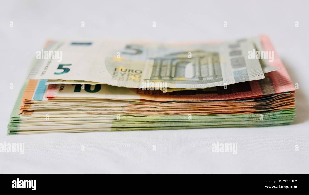 Billets de banque, billets en euros, gros plan Banque D'Images